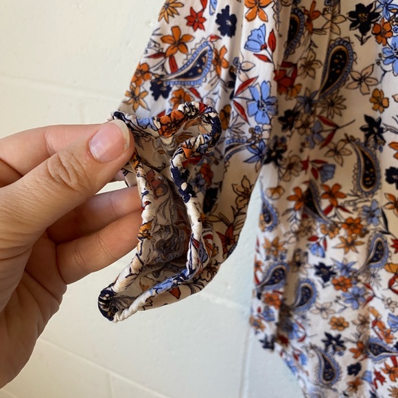Anthropologie Skies are Blue Multicolor Floral Paisley V-Neck Blouse Sz S - Picture 6 of 9